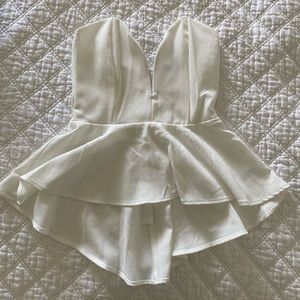 COPY - White peplum strapless top